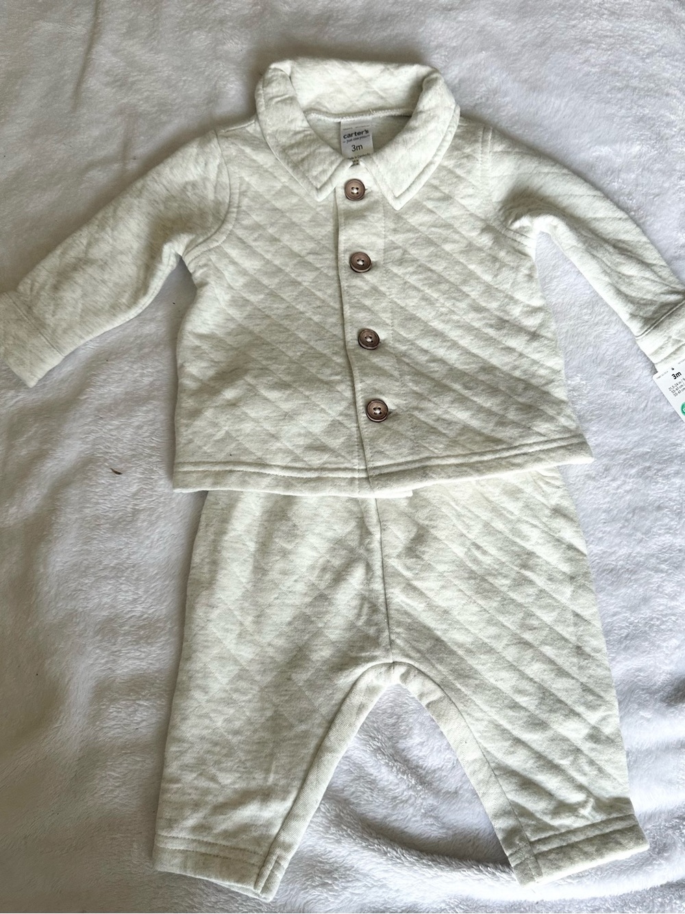 Carter's Quilted Cream Two-Piece Pajama Set